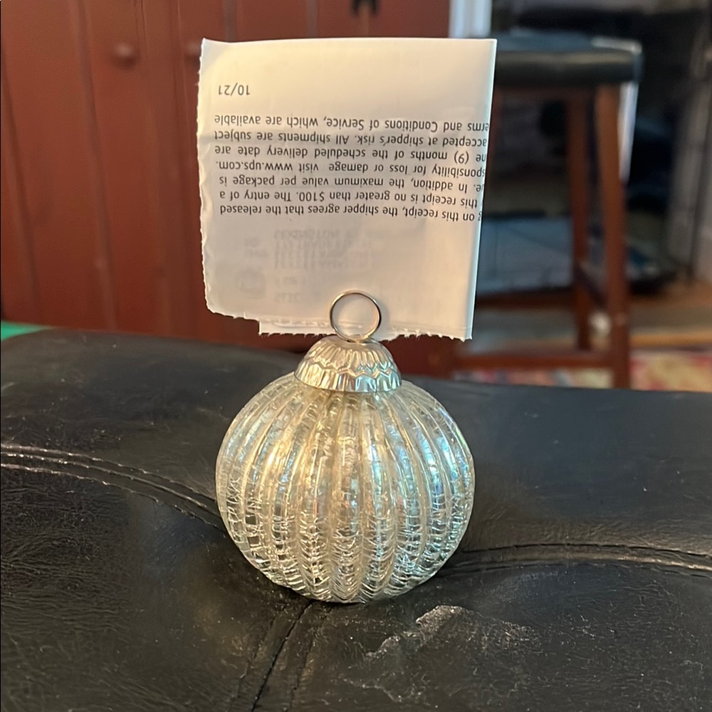 60 Silver Glass seating card holder/ Christmas ornament